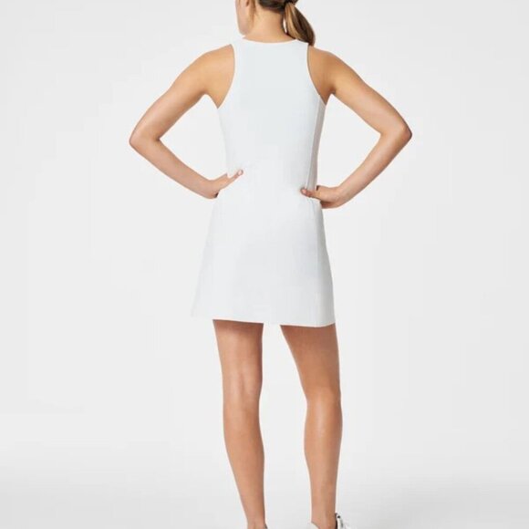 Spanx Shape Active Get Moving Zip Front Racer Back Dress Vivid White Small NWT - Picture 3 of 13